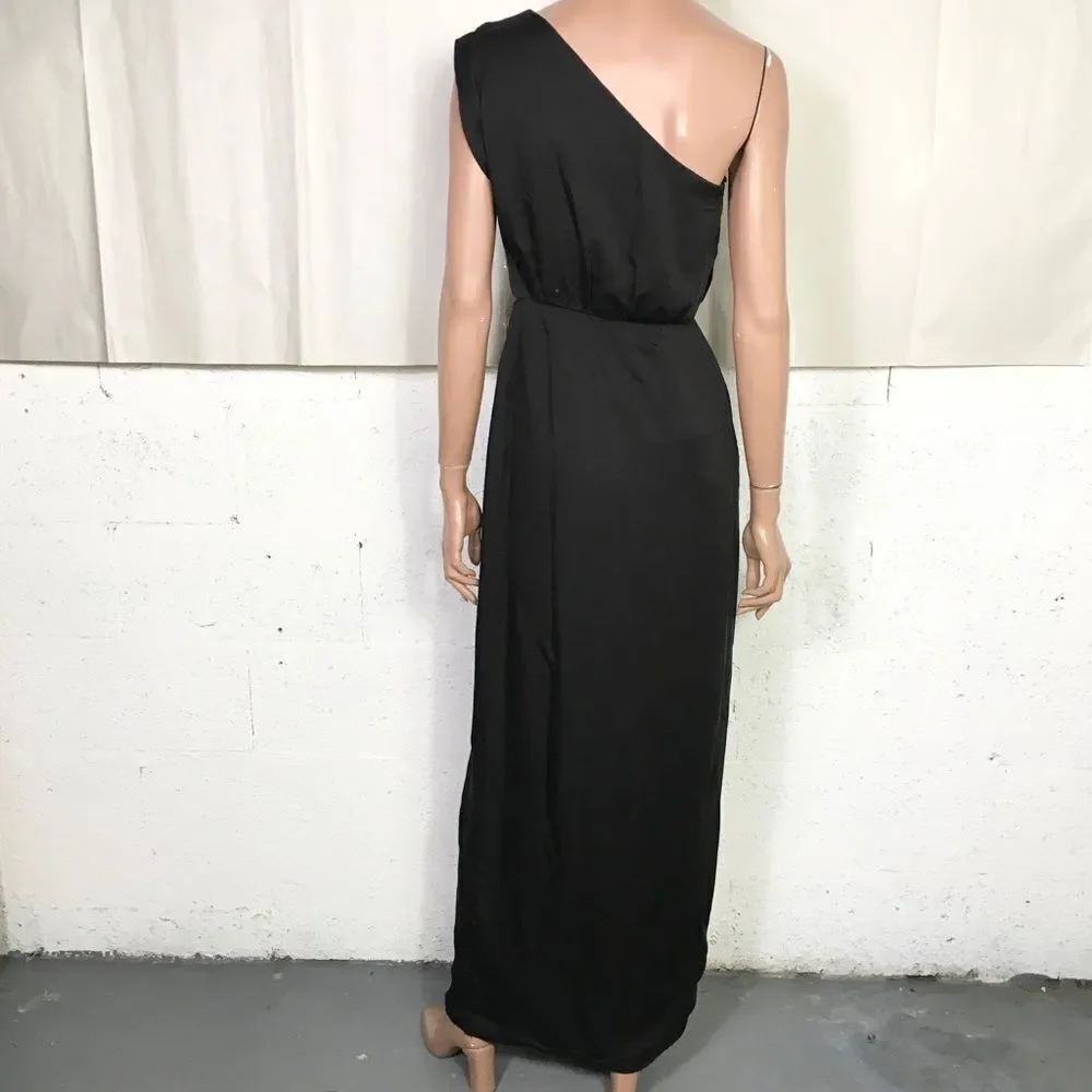 French Connection black one shoulder maxi dress 0